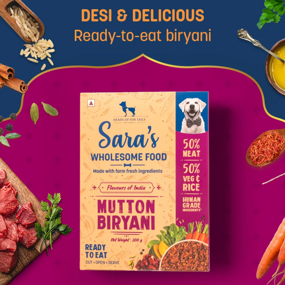 Sara's Wholesome Mutton Biryani Wet Dog Food Human-Grade