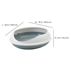 Savic Figaro Oval Cat Litter Tray + Rim - Grey/White - 22 x 19 x 6 inch