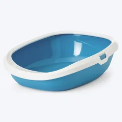 Savic Gizmo Cat Litter Tray with Rim - Blue - 20 x 14 x 5 Inches