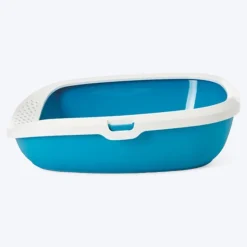 Savic Gizmo Cat Litter Tray with Rim - Blue - 20 x 14 x 5 Inches