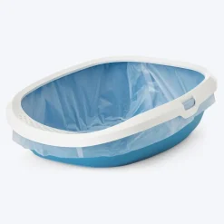 Savic Gizmo Cat Litter Tray with Rim - Blue - 20 x 14 x 5 Inches