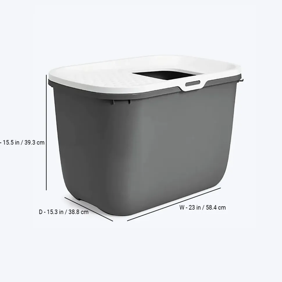 Savic Hop In Modern Cat Litter Tray - Anthracite - 23 x 15.3 x 15.5 inch