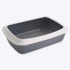 Savic Iriz Cat Litter Tray with Rim - Grey - 19.5 x 14.4 x 5.5 inch