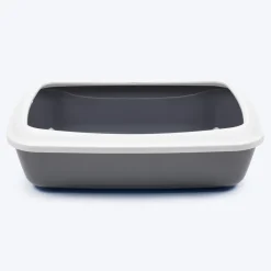 Savic Iriz Cat Litter Tray with Rim - Grey - 19.5 x 14.4 x 5.5 inch