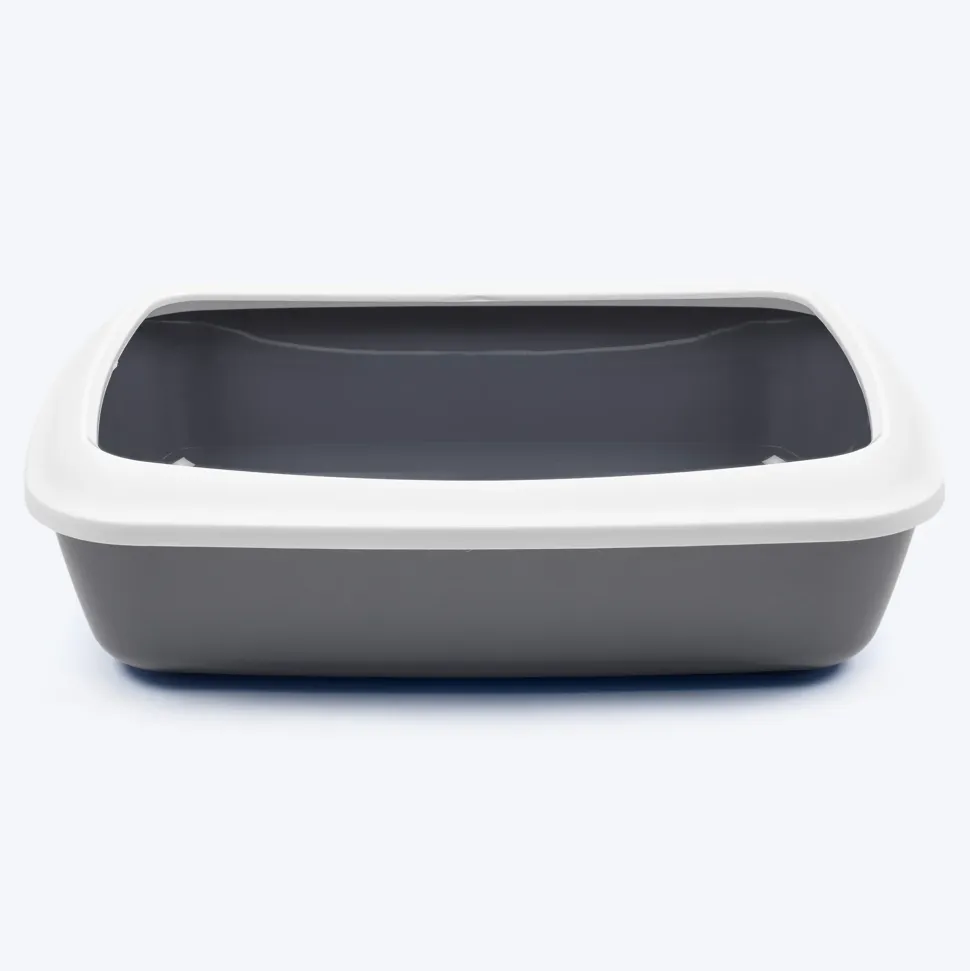 Savic Iriz Cat Litter Tray with Rim - Grey - 19.5 x 14.4 x 5.5 inch