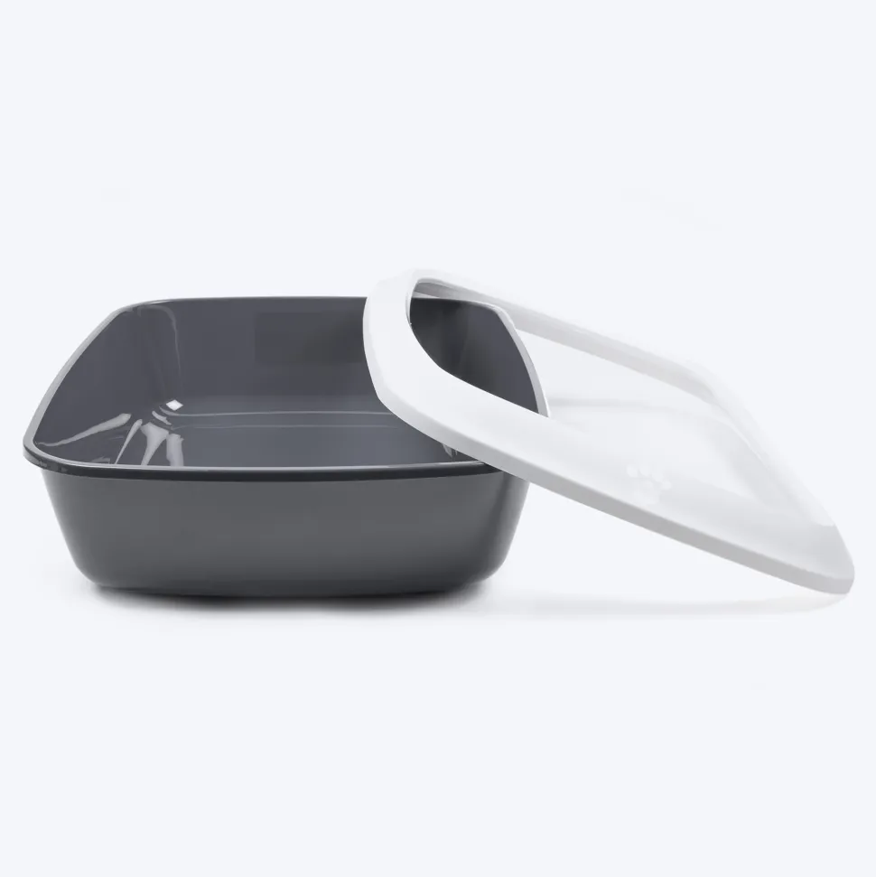 Savic Iriz Cat Litter Tray with Rim - Grey - 19.5 x 14.4 x 5.5 inch