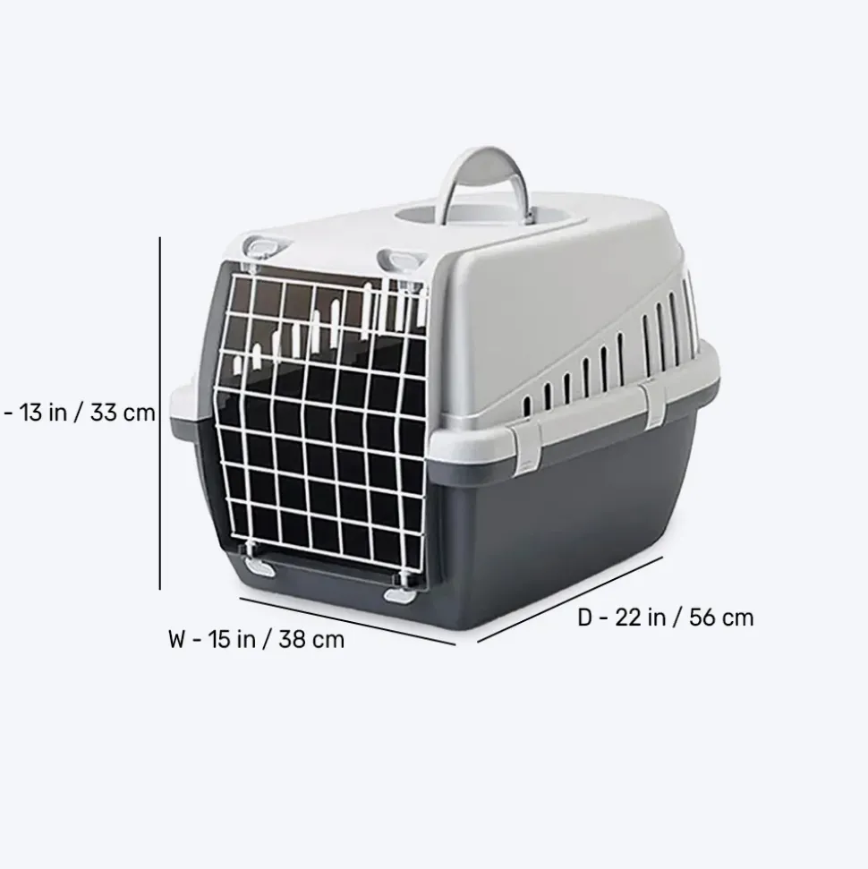 Savic Trotter 2 - Dog & Cat Carrier - Dark Grey - 22 x 15 x 13 inch - Holds up to 7 kg