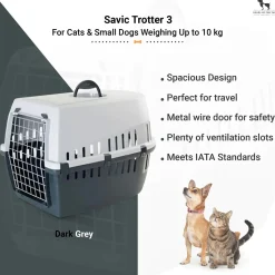 Savic Trotter 3 - Dog & Cat Carrier - Dark Grey - 24 x 16 x 15 inch - Holds up to 10 kg