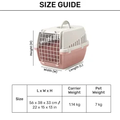 Savic Trotter 2 - Dog & Cat Carrier- Grey Ash Rose - 22 x 15 x 13 inch - Holds up to 7 kg