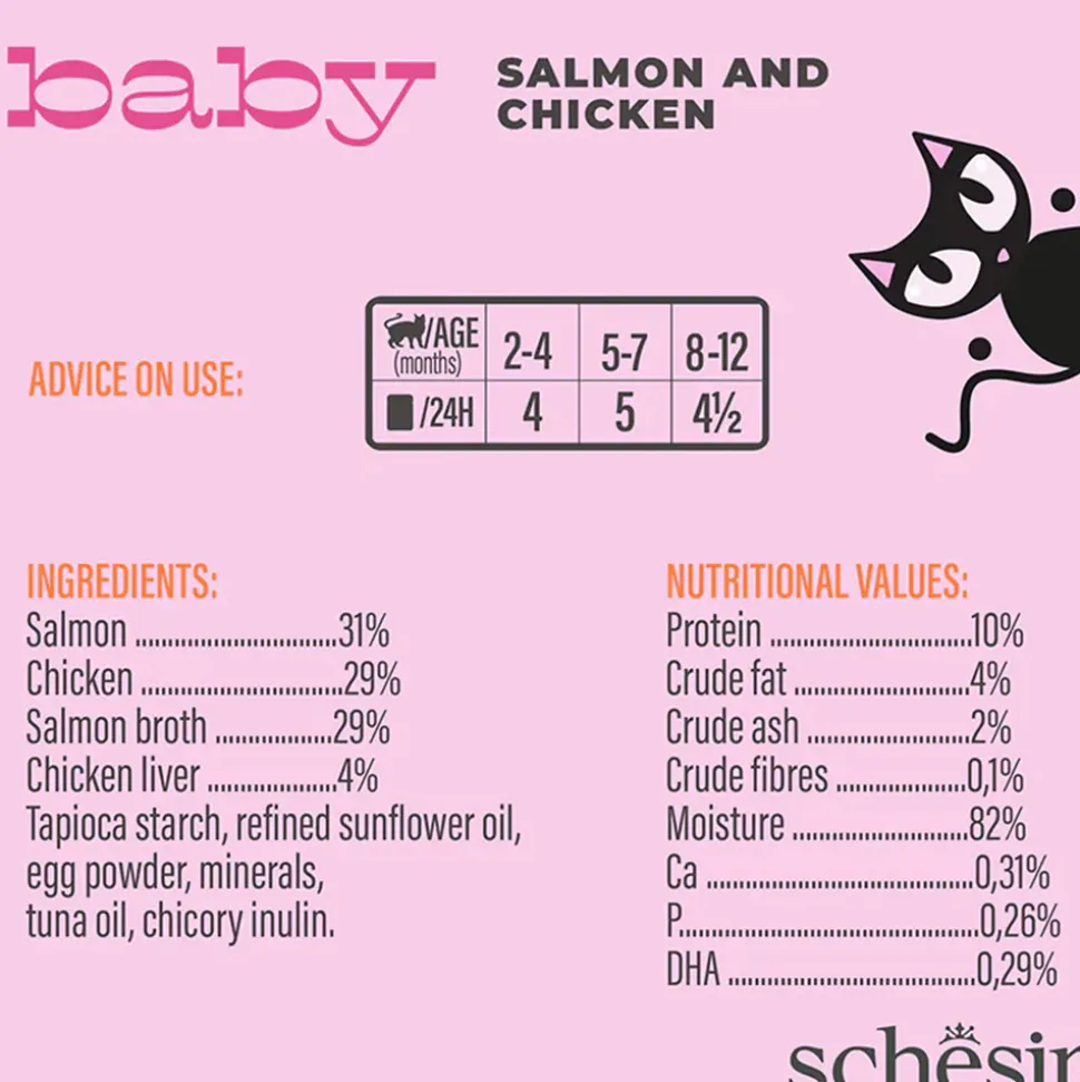 Schesir Baby Mousse Salmon & Chicken Wet Food For Kitten - 70 gm