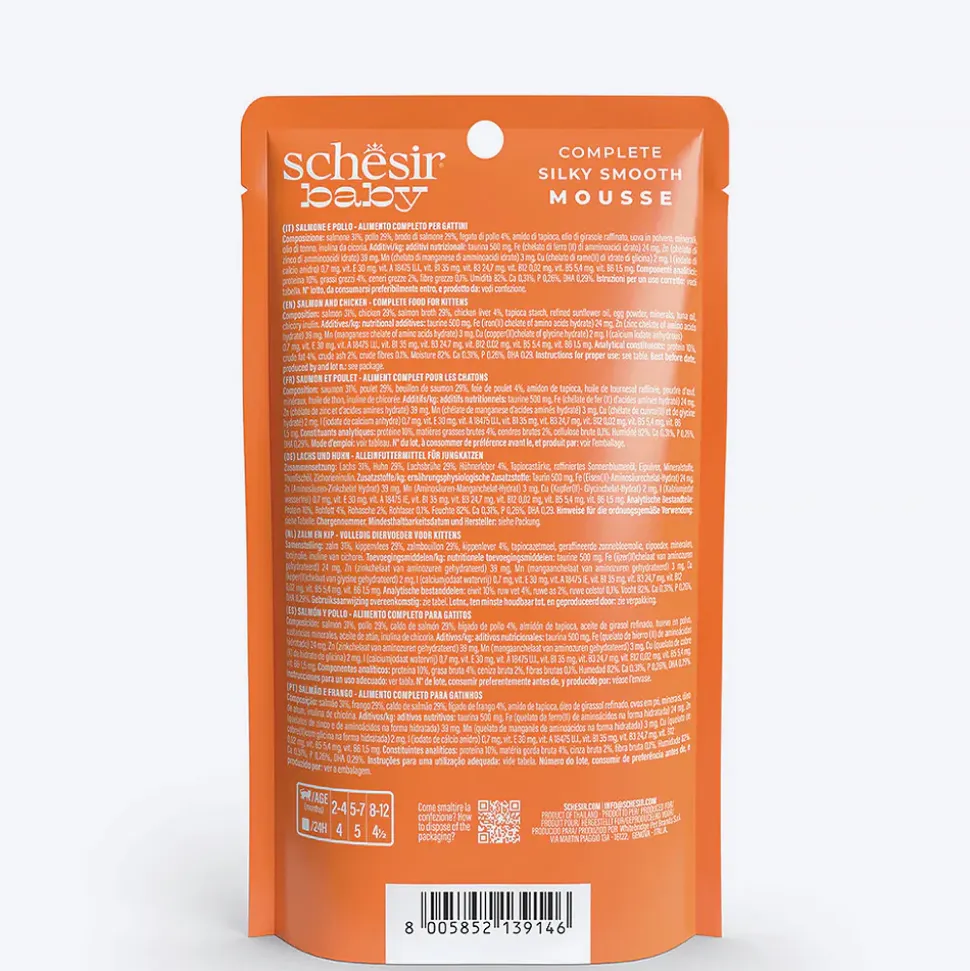 Schesir Baby Mousse Salmon & Chicken Wet Food For Kitten - 70 gm