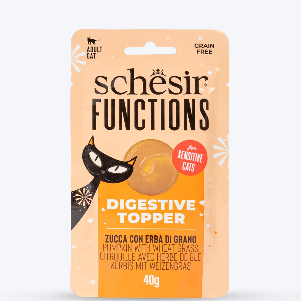Schesir Function Digestive Topper Pumpkin With Wheat Grass Sensitive Wet Food For Adult Cat - 40 gm