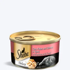 Sheba Deluxe Premium (1+ Years) Tuna Flakes & Salmon In Gravy Adult Cat Wet Food - 85 gm - Pack