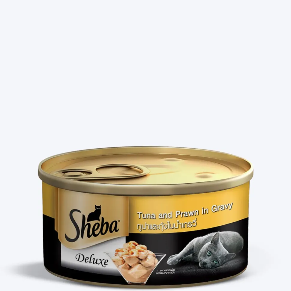 Sheba Deluxe Premium (1+ Years) Tuna and Prawns in Gravy Adult Wet Cat Food - 85 g - Pack