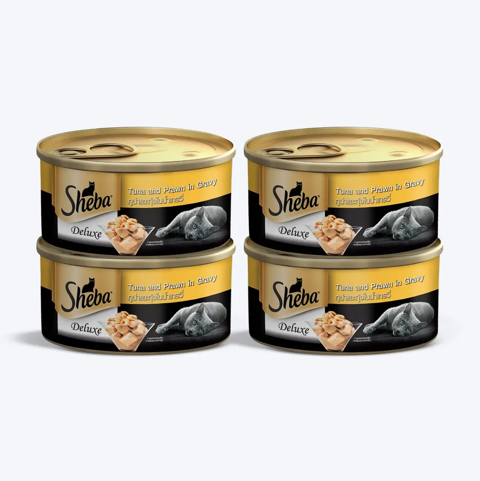 Sheba Deluxe Premium (1+ Years) Tuna and Prawns in Gravy Adult Wet Cat Food - 85 g - Pack