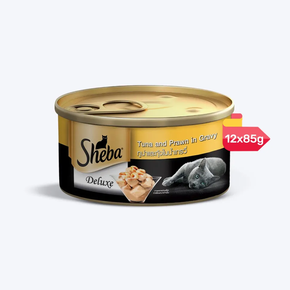 Sheba Deluxe Premium (1+ Years) Tuna and Prawns in Gravy Adult Wet Cat Food - 85 g - Pack