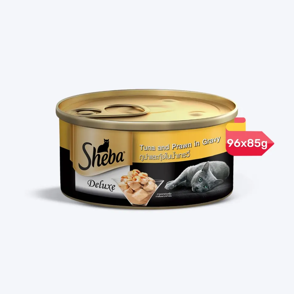 Sheba Deluxe Premium (1+ Years) Tuna and Prawns in Gravy Adult Wet Cat Food - 85 g - Pack
