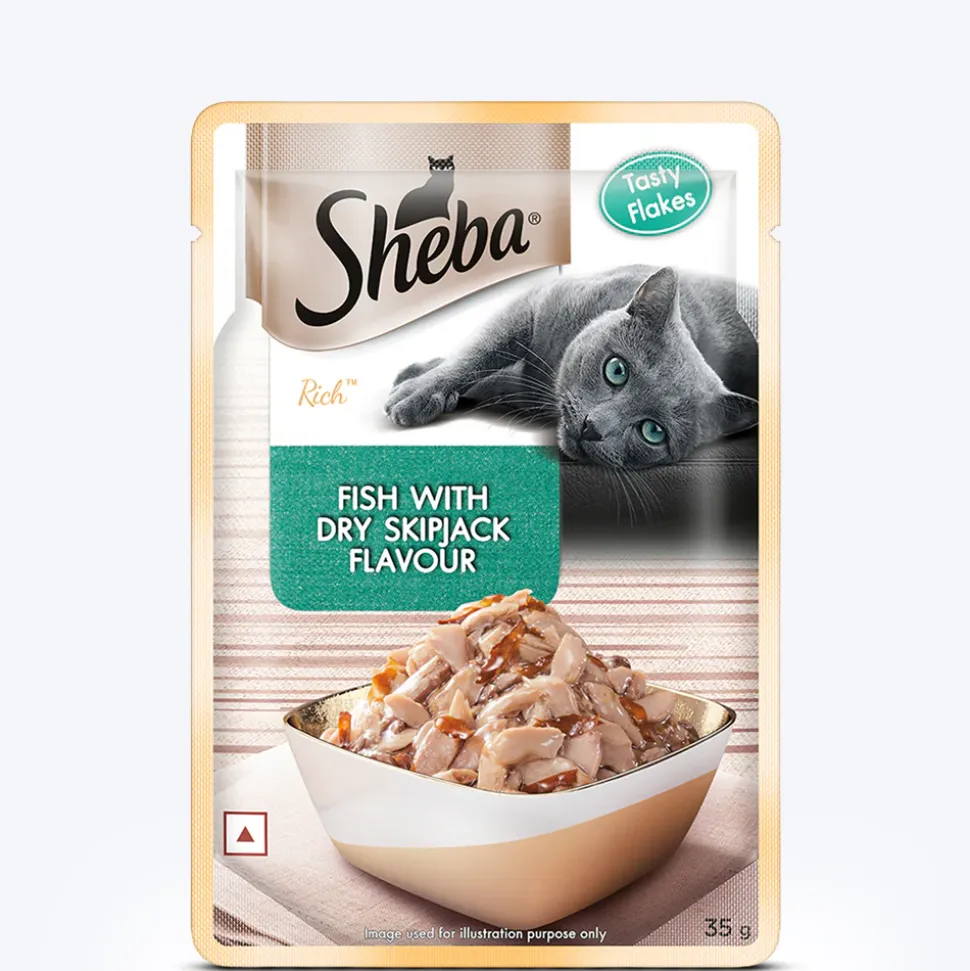 Sheba Fish With Dry Skipjack Flake Adult Cat Wet Food - 35 gm Packs
