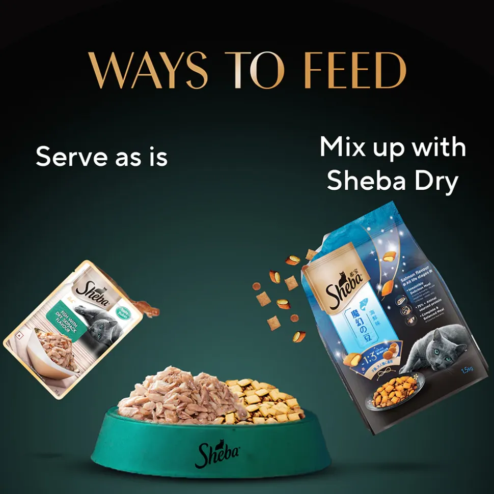 Sheba Fish With Dry Skipjack Flake Adult Cat Wet Food - 35 gm Packs
