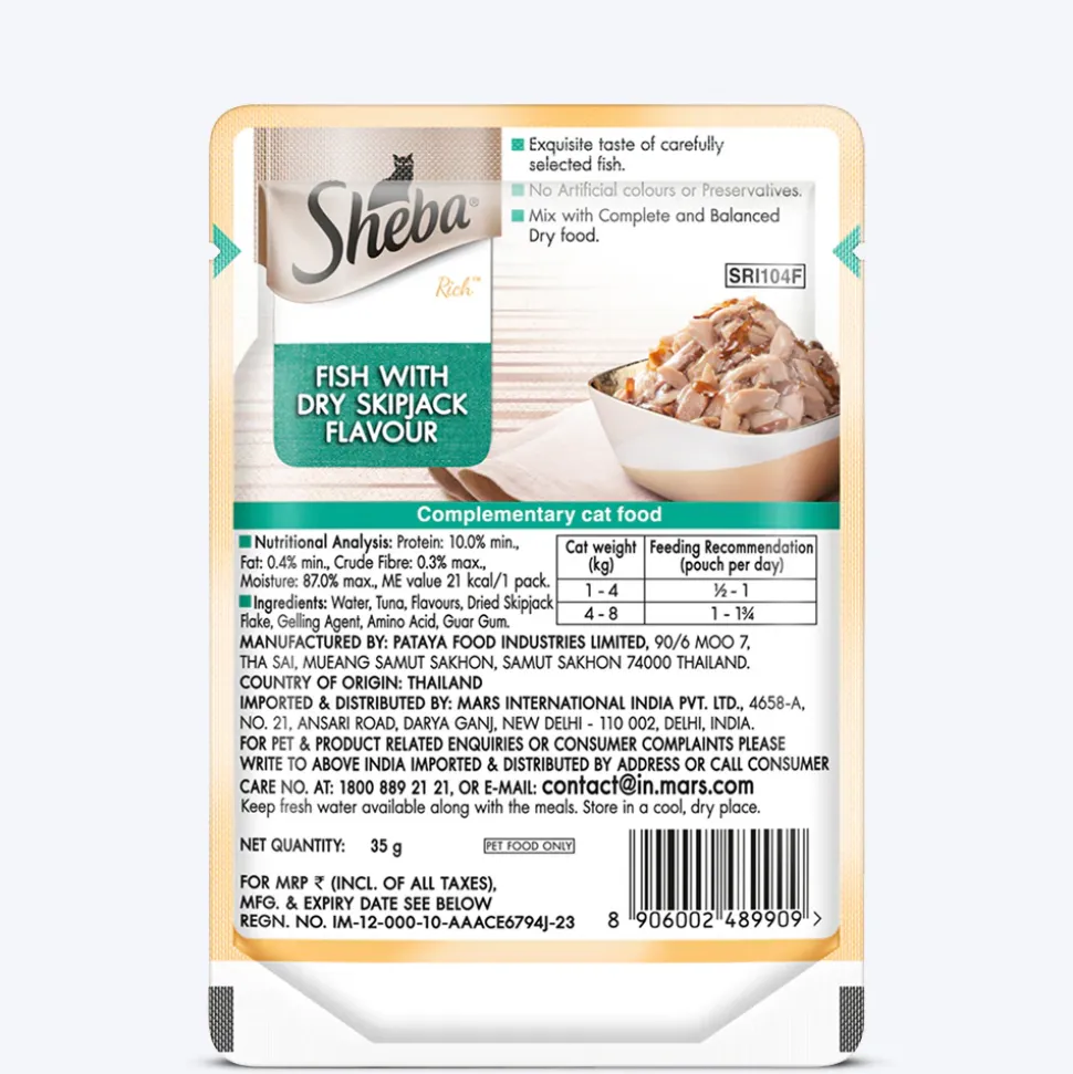 Sheba Fish With Dry Skipjack Flake Adult Cat Wet Food - 35 gm Packs