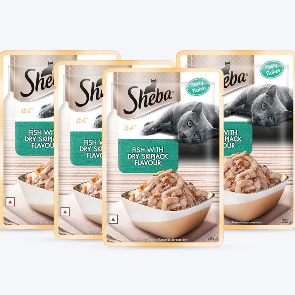 Sheba Fish With Dry Skipjack Flake Adult Cat Wet Food - 35 gm Packs