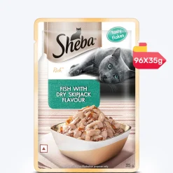 Sheba Fish With Dry Skipjack Flake Adult Cat Wet Food - 35 gm Packs