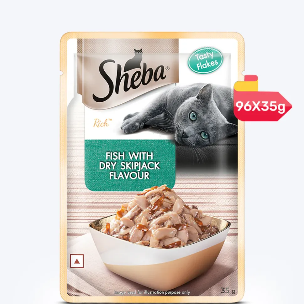 Sheba Fish With Dry Skipjack Flake Adult Cat Wet Food - 35 gm Packs