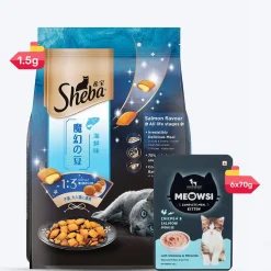 Sheba Kitten & Adult, Salmon Flavour Irresistible Dry Cat Food - 1.5 kg