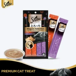 Sheba Melty Premium Maguro Selection Tuna and Tuna & Prawn Flavors Lickable Creamy Cat Treat - 48 gm Packs