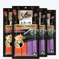 Sheba Melty Premium Maguro Selection Tuna and Tuna & Prawn Flavors Lickable Creamy Cat Treat - 48 gm Packs