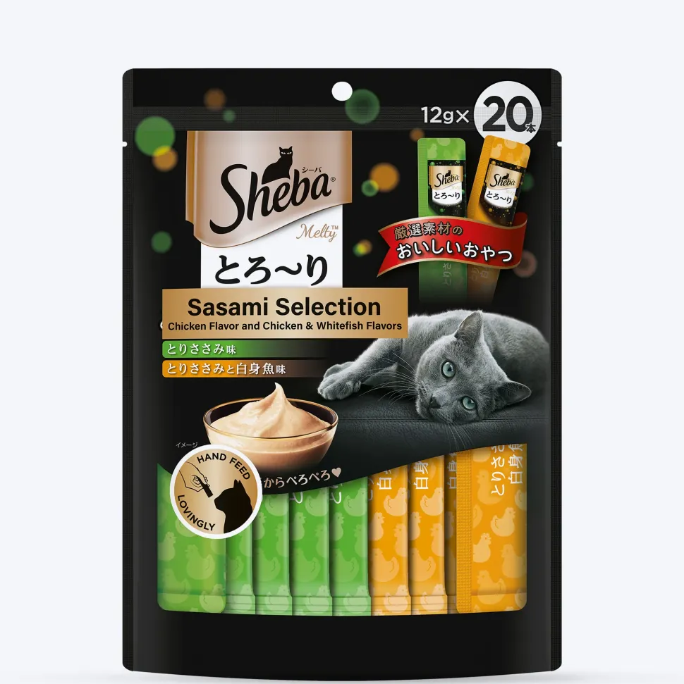 Sheba Melty Sasami Selection Chicken & Chicken & Whitefish Flavors Cat Treats - 240 gm (20 x 12gm)
