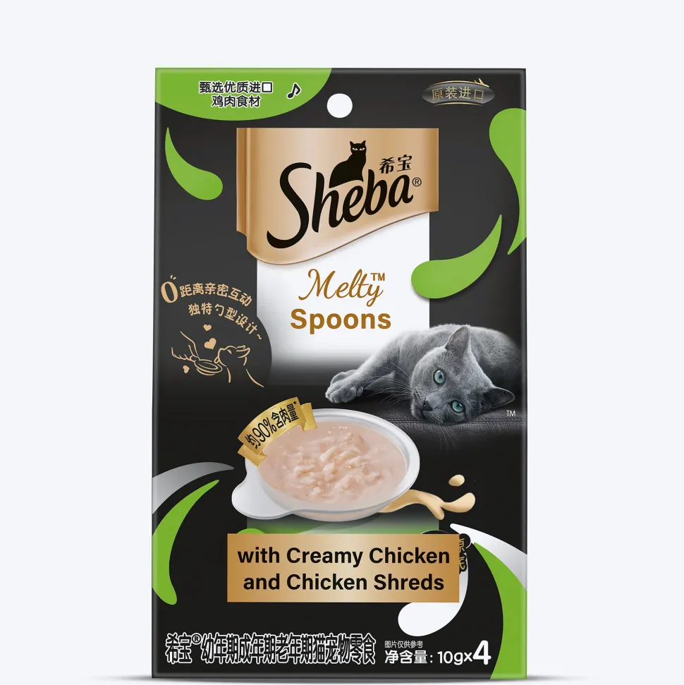 Sheba Melty Spoons Creamy Chicken & Chicken Shreds Treat For Cat - 40 gm Packs