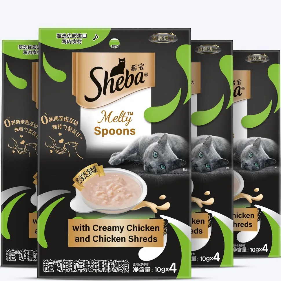 Sheba Melty Spoons Creamy Chicken & Chicken Shreds Treat For Cat - 40 gm Packs
