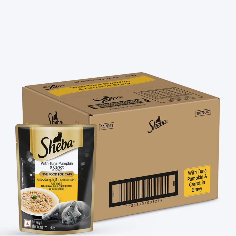 Sheba Rich Premium (1+ Years) Tuna Pumpkin & Carrot In Gravy Adult Wet Cat Food - (28 x 70gm)