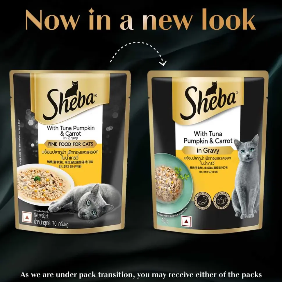 Sheba Rich Premium (1+ Years) Tuna Pumpkin & Carrot In Gravy Adult Wet Cat Food - 70 gm Packs