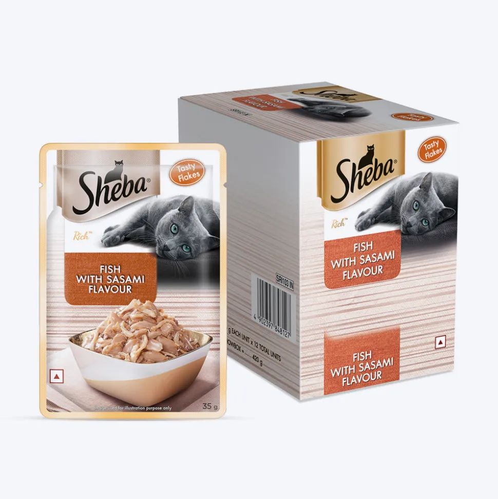 Sheba Rich Premium Adult (1+ Years) Fish with Sasami Flavour Wet Cat Food - (12 x 35gm)