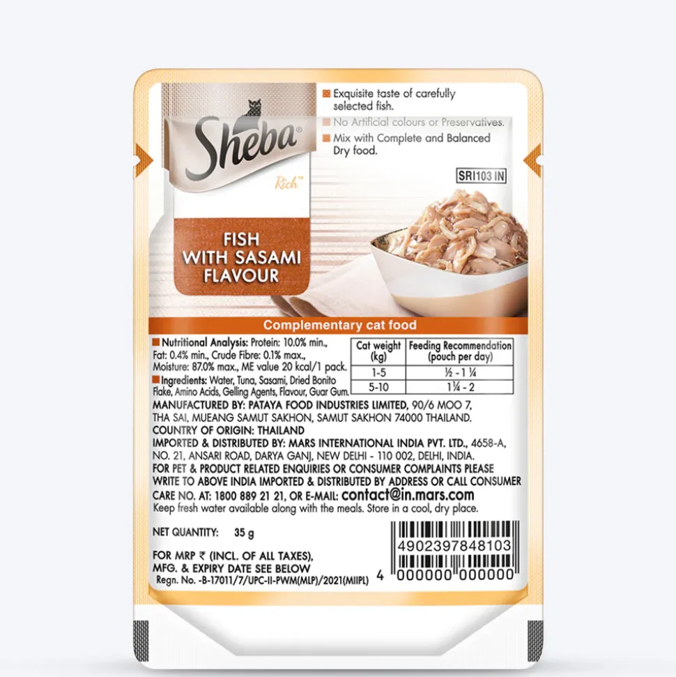 Sheba Rich Premium Adult (1+ Years) Fish with Sasami Flavour Wet Cat Food - 35 gm Packs