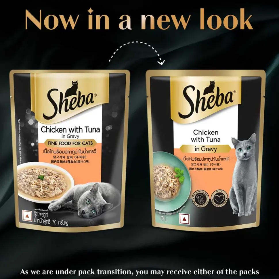 Sheba Rich Premium Chicken With Tuna In Gravy Adult Wet Cat Food - 70 gm Packs