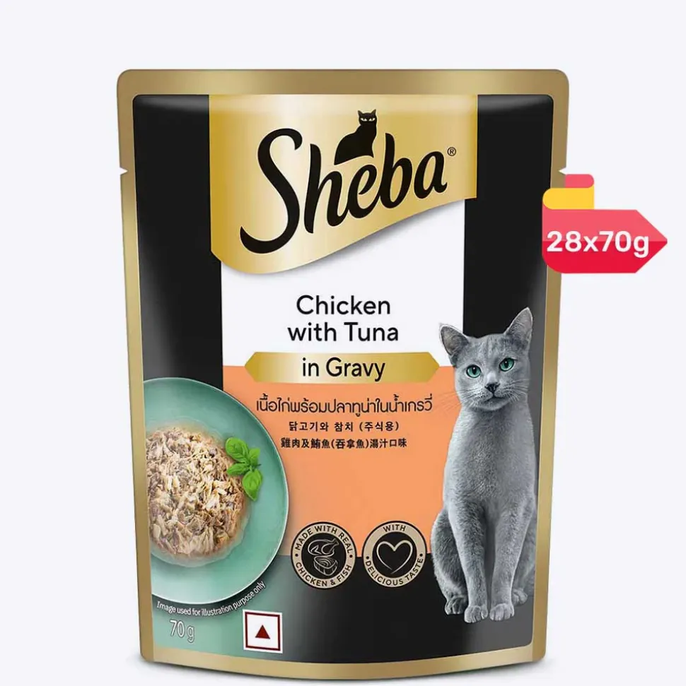 Sheba Rich Premium Chicken With Tuna In Gravy Adult Wet Cat Food - 70 gm Packs