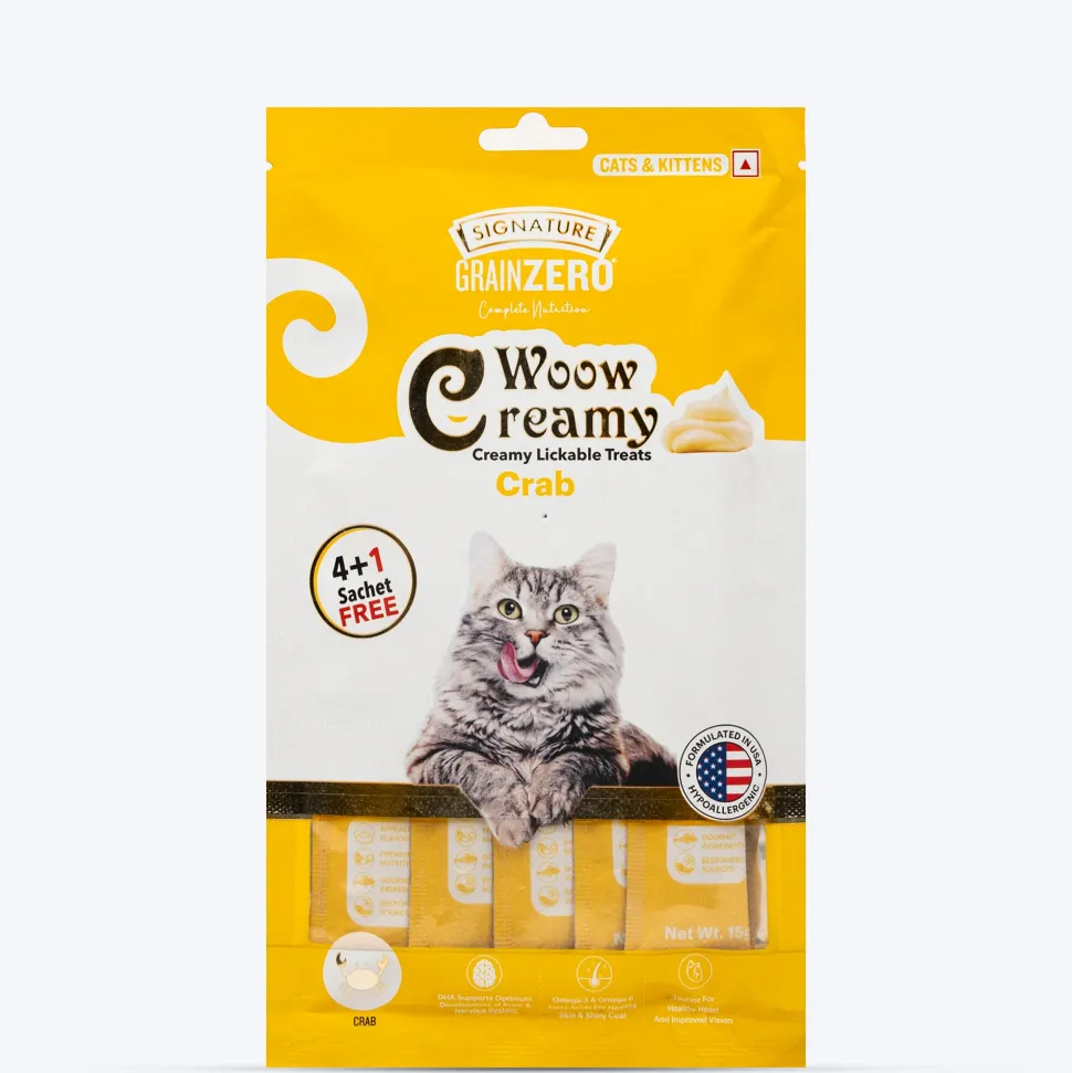 Signature Grain Zero Woow Creamy Crab Lickable Treats For Cat & Kitten - 75 g