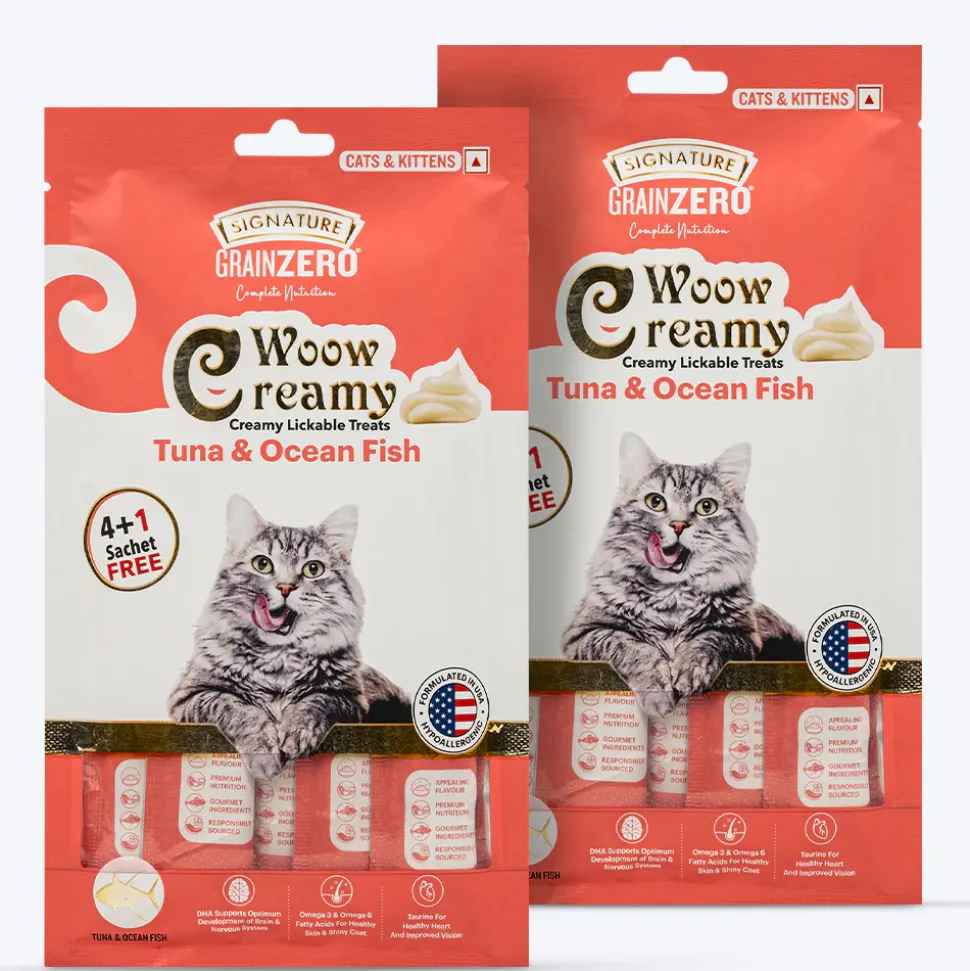Signature Grain Zero Woow Creamy Tuna & Ocean Fish Lickable Treats For Cat & Kitten - 75 g