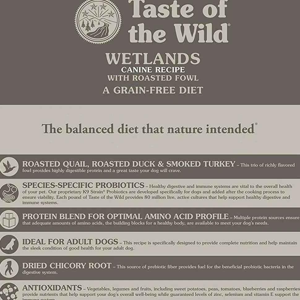 Taste of the Wild Wetlands Grain Free Adult Dry Dog Food - Roasted Fowl