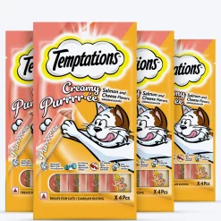 Temptations Creamy Purrrr-ee Lickable Cat Treat, Salmon & Cheese Flavour - 48g (4 pieces)
