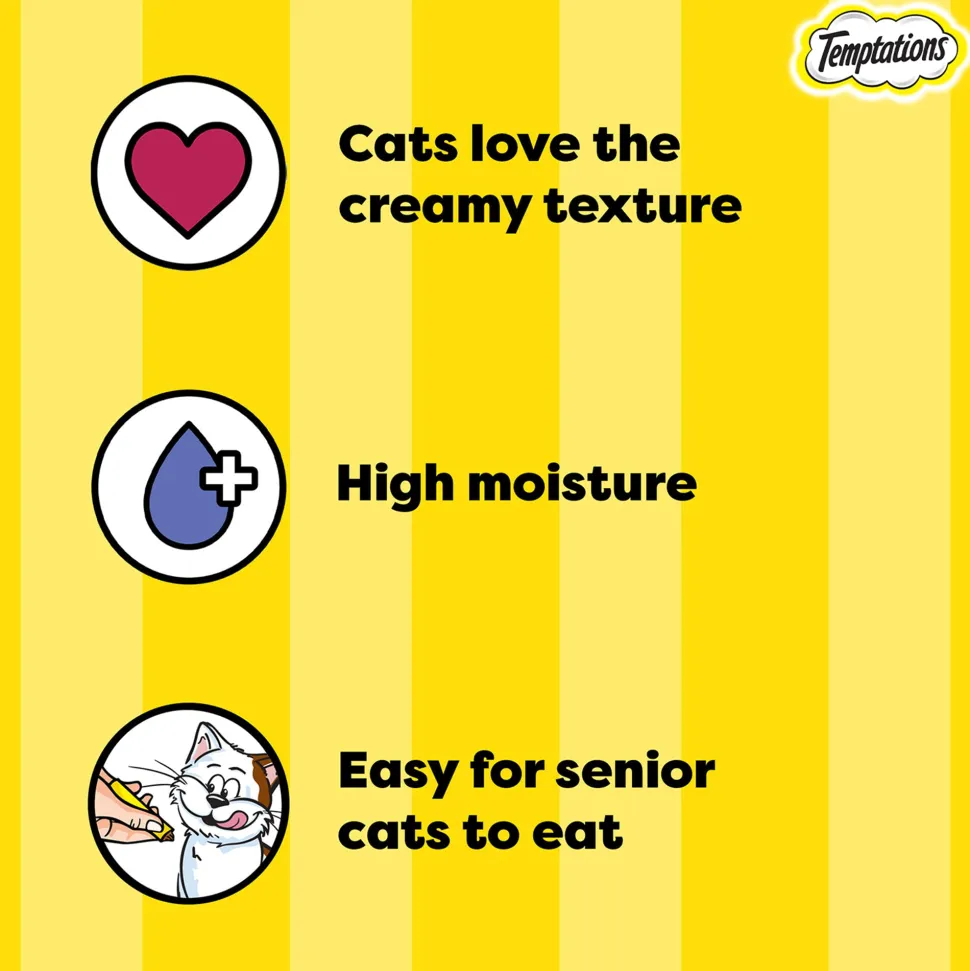 Temptations Creamy Purrrr-ee Lickable Cat Treat, Salmon & Cheese Flavour - 48g (4 pieces)