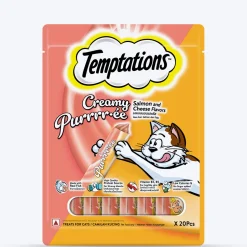 Temptations Creamy Purrrr-ee Salmon & Cheese Flavors Cat Treats - 240 gm (20 x 12gm)