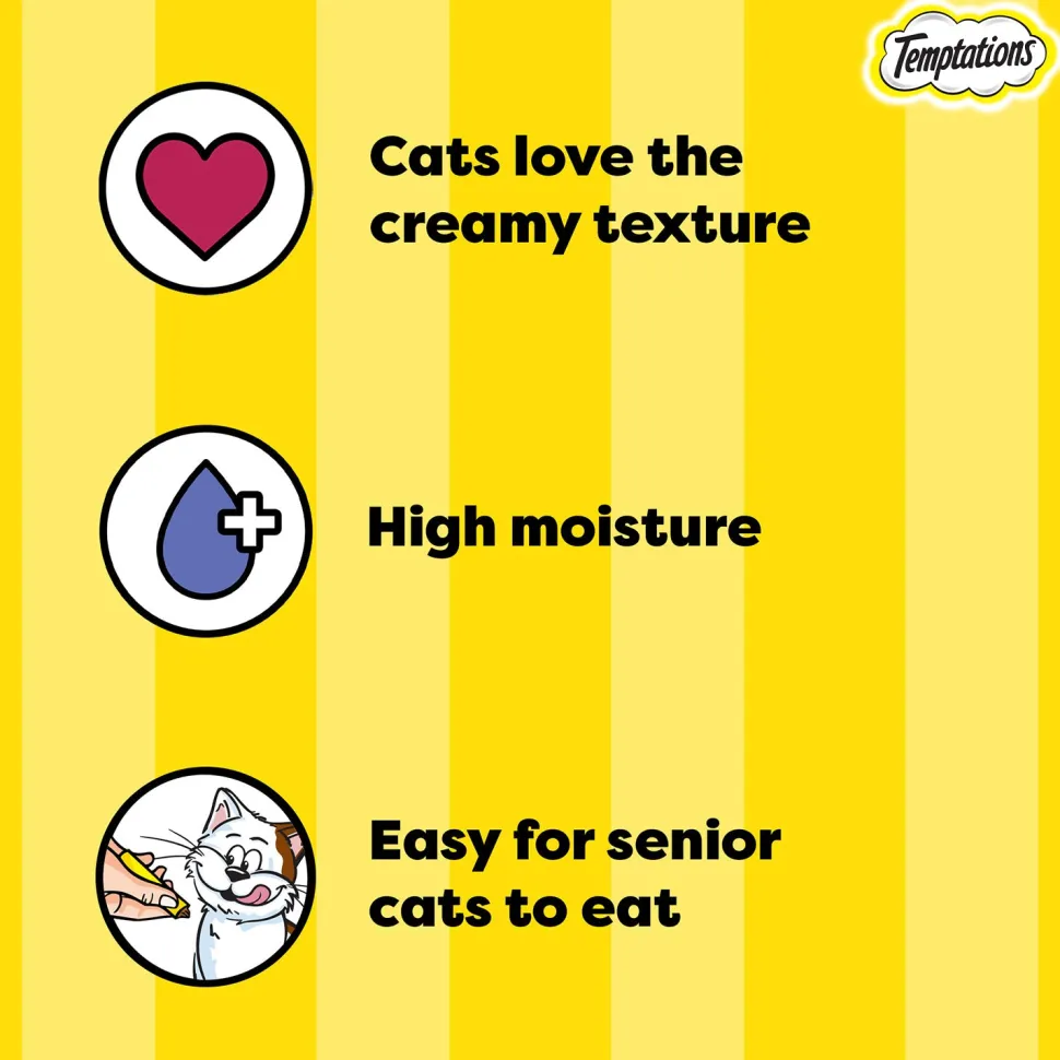 Temptations Creamy Purrrr-ee Salmon & Cheese Flavors Cat Treats - 240 gm (20 x 12gm)
