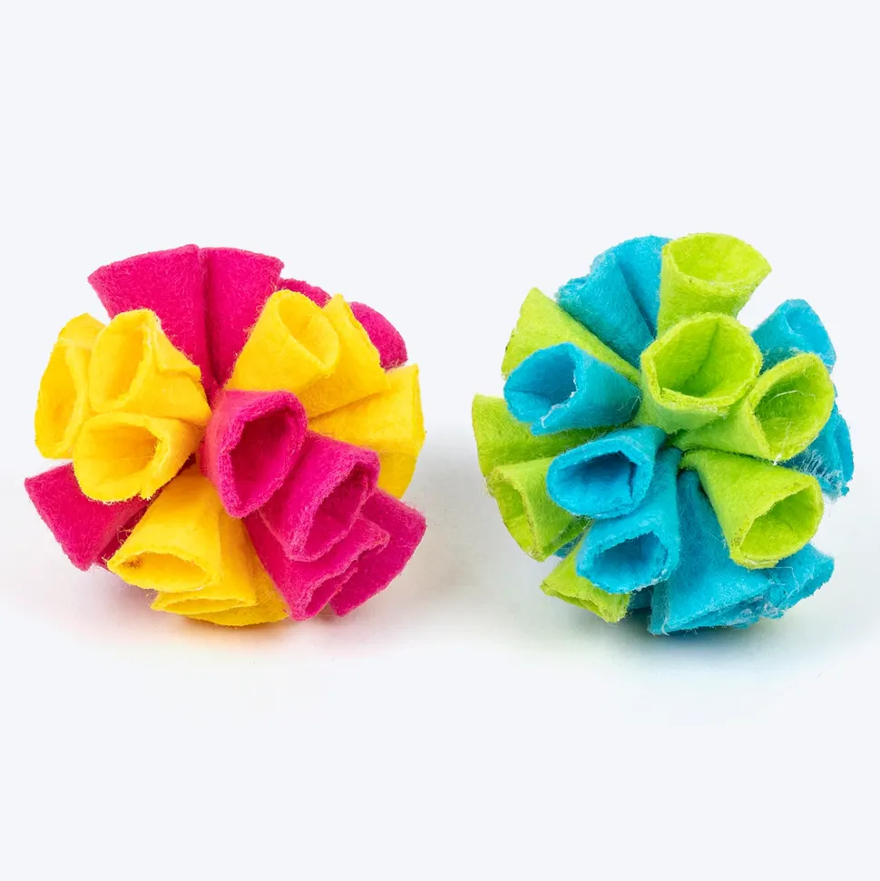 TLC Bouquet Ball Interactive Toys For Cat - Multicolor - Set of 2