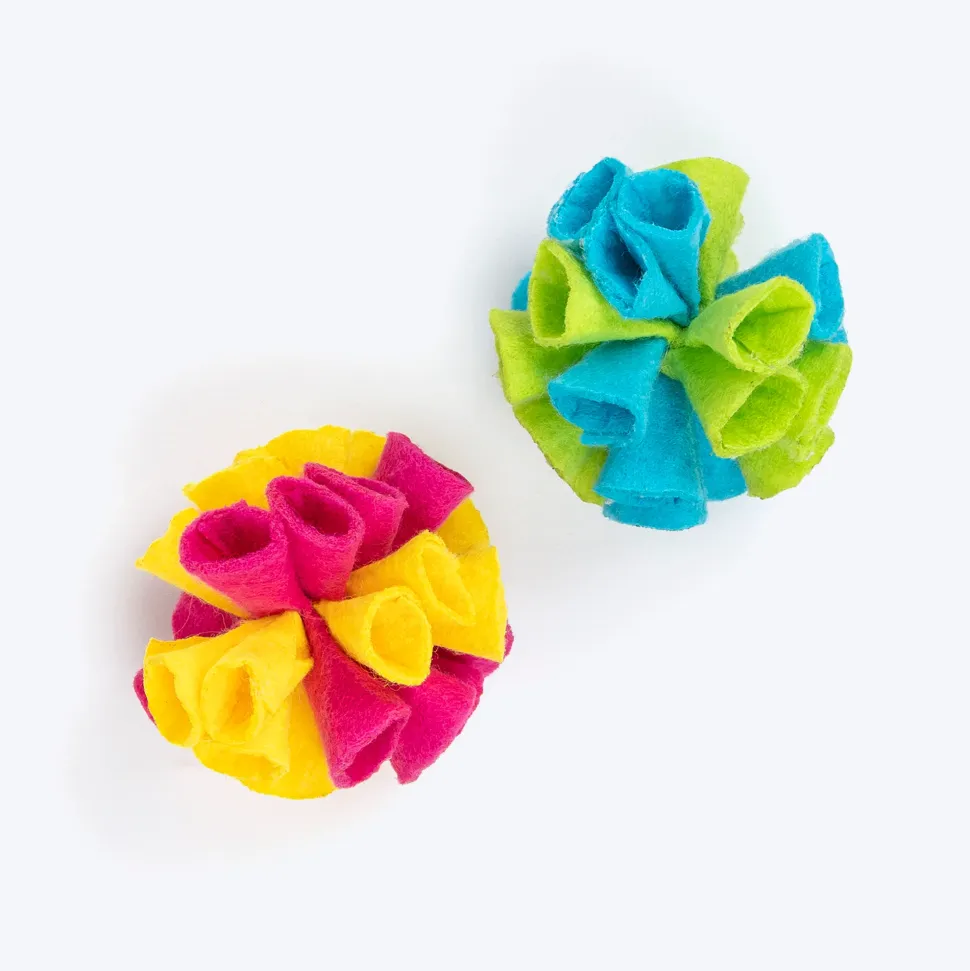 TLC Bouquet Ball Interactive Toys For Cat - Multicolor - Set of 2