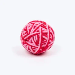 TLC Knotty Rattle Ball Interactive Toy For Cat - Red & Pink