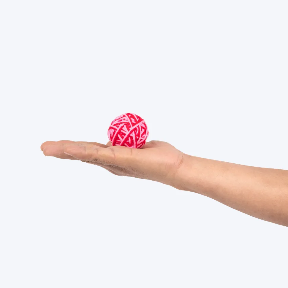 TLC Knotty Rattle Ball Interactive Toy For Cat - Red & Pink